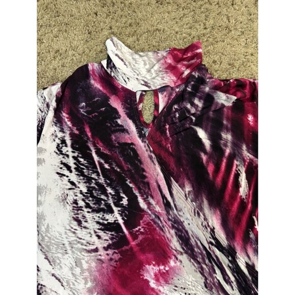 CACHE Turtle Neck Faux Wrap Long Sleeve Blouse Top Pink Y2k 90s Grunge MEDIUM - Picture 7 of 11